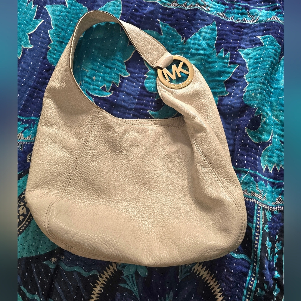 Michael Kors 'Fulton'Cream Leather Hobo Bag